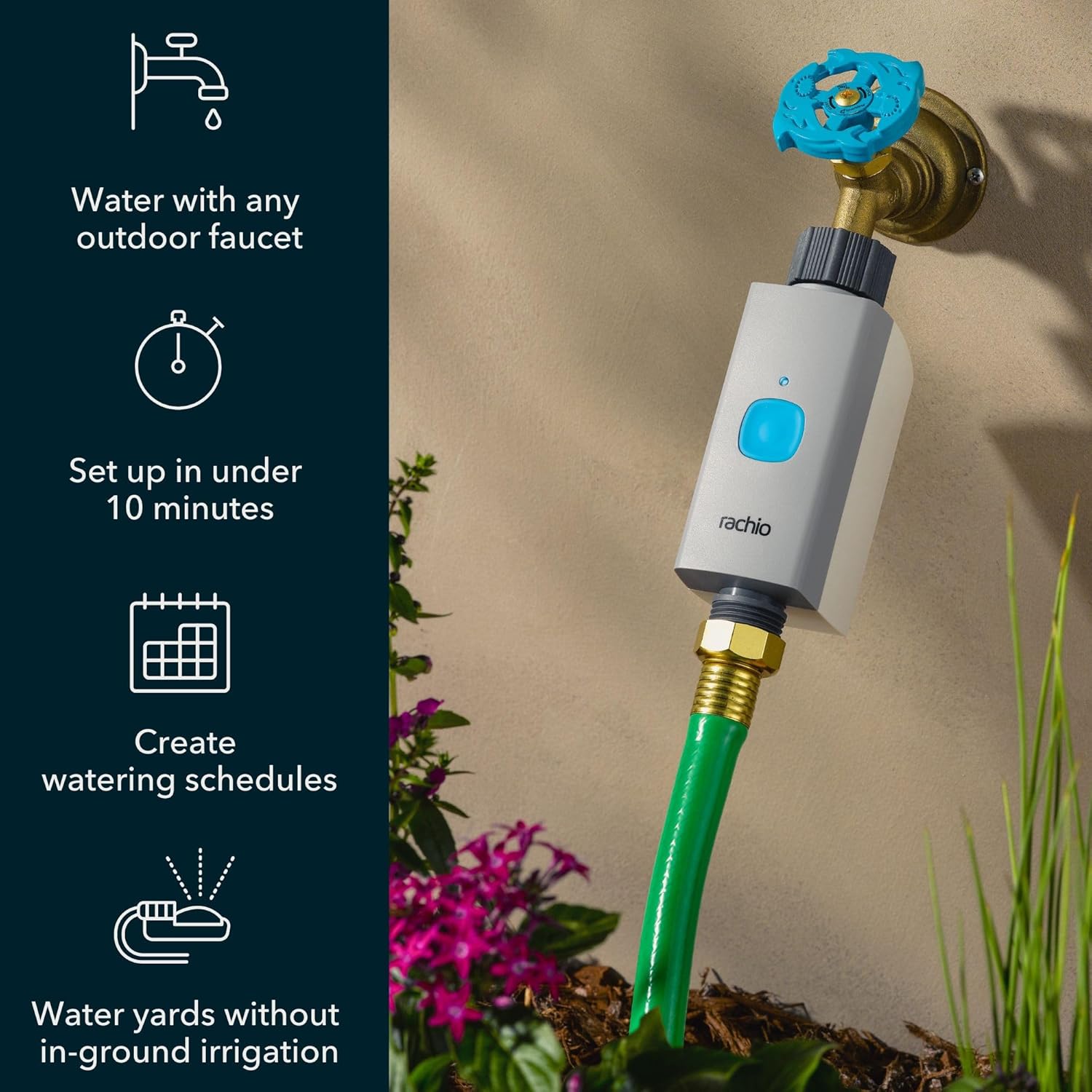 Rachio Smart Hose Timer (1 Valve + 1 WiFi Hub) – App-Controlled Outdoor Faucet Timer