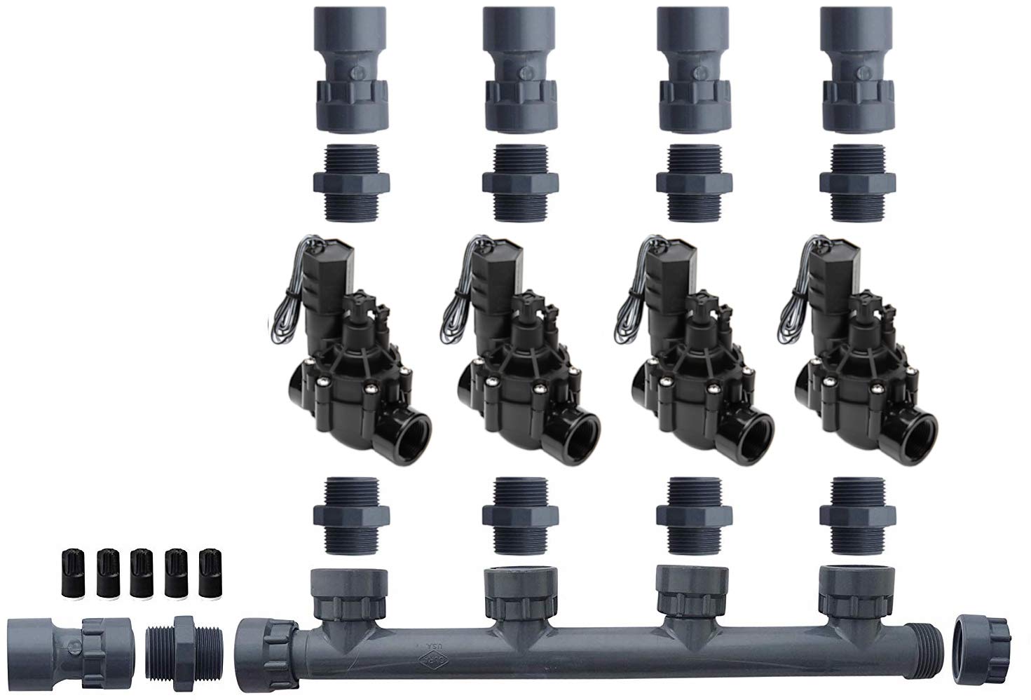 Rain Bird 100DVF Dura Manifold Valve Kit With Flow Control - Slip 100DVF-NPT (4 zone)